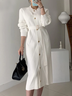 Robes Femmes Plain Hiver Élégant Polyester Naturel Coupe Régulière Manches Longues Col Rond H-ligne