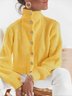 Pull Manteau Femmes Plain Hiver Élégant Col Montant Naturel Coupe Régulière Manches Longues Régulier Régulier