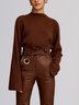 Pull Femmes Plain Hiver Simple Acrylique Poids lourd Quotidien Manches Longues Régulier H-ligne