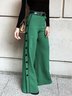 Mode Pantalons Femmes Plain Hiver Élégant Polyester Taille Haute Aucune élasticité Coupe Régulière Pantalons à Jambe Large H-ligne