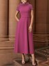 Robes Femmes Plain Automne Élégant Polyester Coupe Régulière Mi-longue Taille Moyenne Col Châle Régulier
