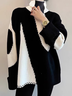 Pull Bloc de Couleur Hiver Urbain Polyester Micro-Élasticité Quotidien Ample Col Roulé Régulier pour Femmes