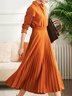 Robes Plain Hiver Élégant Quotidien Coupe Régulière Mi-longue Manches Longues x-ligne Robe Chemise pour Femmes