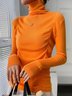Pull Plain Hiver Élégant Acrylique Quotidien Manches Longues Col Roulé Régulier Régulier pour Femmes