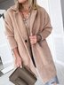 Pull Manteau Plain Hiver Simple Acrylique Naturel à Haute Élasticité Manches Longues à Col Revers Mi-longue-Long pour Femmes