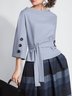 Blouse Femmes Plain Printemps Urbain Polyester Micro-Élasticité Coupe Régulière Faire la navette Col Rond Régulier