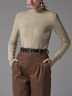 Pull Plain Printemps Urbain Polyester à Haute Élasticité Manches Longues Col Roulé H-ligne Régulier pour Femmes