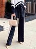 Mode Pantalons Femmes Bloc de Couleur Printemps Urbain Polyester Micro-élasticité Coupe Régulière Faire la navette Pantalon droit Long