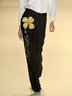 Mode Pantalons Floral Printemps Élégant Polyester Naturel Aucune élasticité Quotidien Long H-ligne pour Femmes