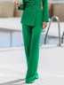 Mode Pantalons Plain Printemps Urbain Polyester Aucune élasticité Coupe Régulière Taille Moyenne H-ligne Régulier pour Femmes