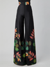 Mode Pantalons Printemps Plantes Urbain Polyester Aucune élasticité Ample Faire la navette Pantalons à Jambe Large Régulier pour Femmes