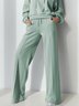 Mode Pantalons Femmes Décontracté Plain Printemps Polyester Micro-Élasticité Coupe Régulière Pantalon droit Long Régulier