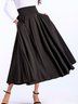 Jupe Plain Printemps Élégant Polyester Naturel Micro-élasticité Coupe Régulière Plissé Régulier pour Femmes