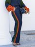 Décontracté Pantalons Femmes Bloc de Couleur Printemps Urbain Polyester Quotidien Coupe Régulière Long H-ligne Élasticité moyenne