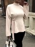 Pull Plain Printemps Urbain Spandex Quotidien 1 * Top Col Roulé Régulier Élasticité moyenne pour Femmes