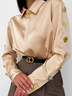 Blouse Plain Printemps Urbain Polyester Aucune élasticité Manches Longues Régulier H-ligne Col de Chemise pour Femmes