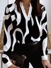 Blouse Femmes Géométrique Printemps Urbain Polyester Col V Micro-élasticité Faire la navette Manches Longues Régulier