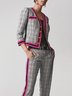 Blazer Bloc de Couleur Printemps Élégant Col V Naturel Quotidien Coupe Régulière Boutons Régulier pour Femmes