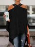 Tops Plain Printemps Urbain Col croisé Micro-élasticité Ample Régulier Trapèze Régulier pour Femmes