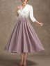 Mariage Robe & Fête Robe Bloc de Couleur Printemps Élégant Polyester Col V Aucune élasticité Manches 3/4 x-ligne Régulier pour Femmes