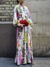 Robes Floral Printemps / Automne Élégant Polyester Quotidien Manches Longues Col Rond Ligne X Régulier pour Femmes