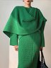 Pull Plain Hiver Élégant Acrylique Poids lourd Quotidien Manches Longues Col Rond Régulier pour Femmes