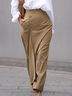 Mode Pantalons Femmes Plain Toutes Les Saisons Urbain Polyester Naturel Aucune élasticité Coupe Régulière Pantalon droit Régulier