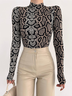 T-shirts Printemps / Automne Peau de Serpent Urbain Polyester Col Montant Quotidien Régulier Droit Régulier pour Femmes