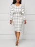 Robes Printemps / Automne Plaid Élégant Polyester Naturel Quotidien Mi-longue S-La ligne Élasticité moyenne pour Femmes
