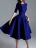 Robes Plain Printemps Élégant Taille Haute Quotidien Jersey Ligne X Régulier Élasticité moyenne pour Femmes