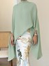 Chemises Plain Printemps / Automne Élégant Polyester Col Montant Micro-élasticité Ample Droit Régulier pour Femmes