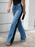 Jeans Femmes Bloc de Couleur Toutes Les Saisons Urbain Quotidien Coupe Régulière Taille Moyenne Pantalon droit Toile de Jean Régulier