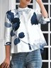 Blouses Femmes Floral Printemps / Automne Urbain Aucune élasticité Quotidien Manches Longues Régulier Droit Demi col roulé