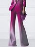 Mode Pantalons Femmes Ombre Toutes Les Saisons Urbain Polyester Taille Haute Micro-élasticité Long Droit Régulier