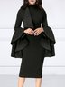 Robes Femmes Plain Printemps / Automne Élégant Micro-élasticité Quotidien Taille Moyenne Manches Longues Collant Régulier