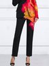 Mode Pantalons Femmes Abstrait Printemps / Automne Urbain Polyester Taille Haute Aucune élasticité Faire la navette Pantalon droit Droit