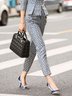 Mode Pantalons Toutes Les Saisons Élégant Aléatoire Imprimé Polyester Coupe Régulière Taille Moyenne Pantalon à la cheville Pantalon coupe slim Droit pour Femmes