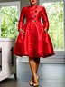 Robes Plain Printemps / Automne Élégant Polyester Col Montant Coupe Régulière Ligne X Régulier Non pour Femmes