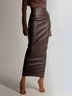 Cuir Jupes Femmes Plain Automne Urbain Naturel Micro-élasticité Coupe Régulière Maxi Droit Régulier