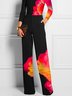 Mode Pantalons Abstrait Printemps / Automne Urbain Polyester Taille Haute Aucune élasticité Pantalon droit Long Régulier pour Femmes
