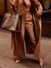 Mode Pantalons Printemps / Automne Plaid Urbain Polyester Taille Haute Aucune élasticité Quotidien Long Droit pour Femmes
