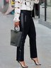 Mode Pantalons Plain Printemps / Automne Urbain Polyester Zip Naturel Coupe Régulière Long Droit pour Femmes