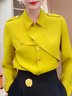 Blouses Plain Printemps / Automne Urbain Polyester Quotidien Coupe Régulière Manches Longues Régulier Col de Chemise pour Femmes