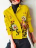Cardigans Floral Printemps / Automne Urbain Polyester Aucune élasticité Quotidien Coupe Régulière Manches Longues Droit pour Femmes