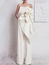 Combinaisons Plain Été Élégant Polyester Taille Haute Sans Manches Long Régulier Poche Couture pour Femmes