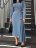 Robes Plain Printemps / Automne Élégant Taille Haute Aucune élasticité Coupe Régulière Maxi Faire la navette Ligne X pour Femmes
