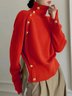 Pulls Plain Hiver Urbain Acrylique Quotidien Ample Manches Longues Col Roulé Régulier pour Femmes