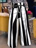 Mode Pantalons Rayé Printemps / Automne Urbain Taille Haute Aucune élasticité Quotidien Coupe Régulière Long Régulier pour Femmes