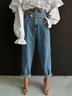 Jeans Femmes Plain Printemps / Automne Urbain Aucune élasticité Quotidien Pantalon à la cheville Toile de Jean Pantalon à bandes à la cheville Régulier