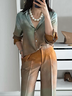 Blouses Printemps / Automne Motif dégradé Urbain Polyester Aucune élasticité Ample Manches Longues Droit Col de Chemise pour Femmes